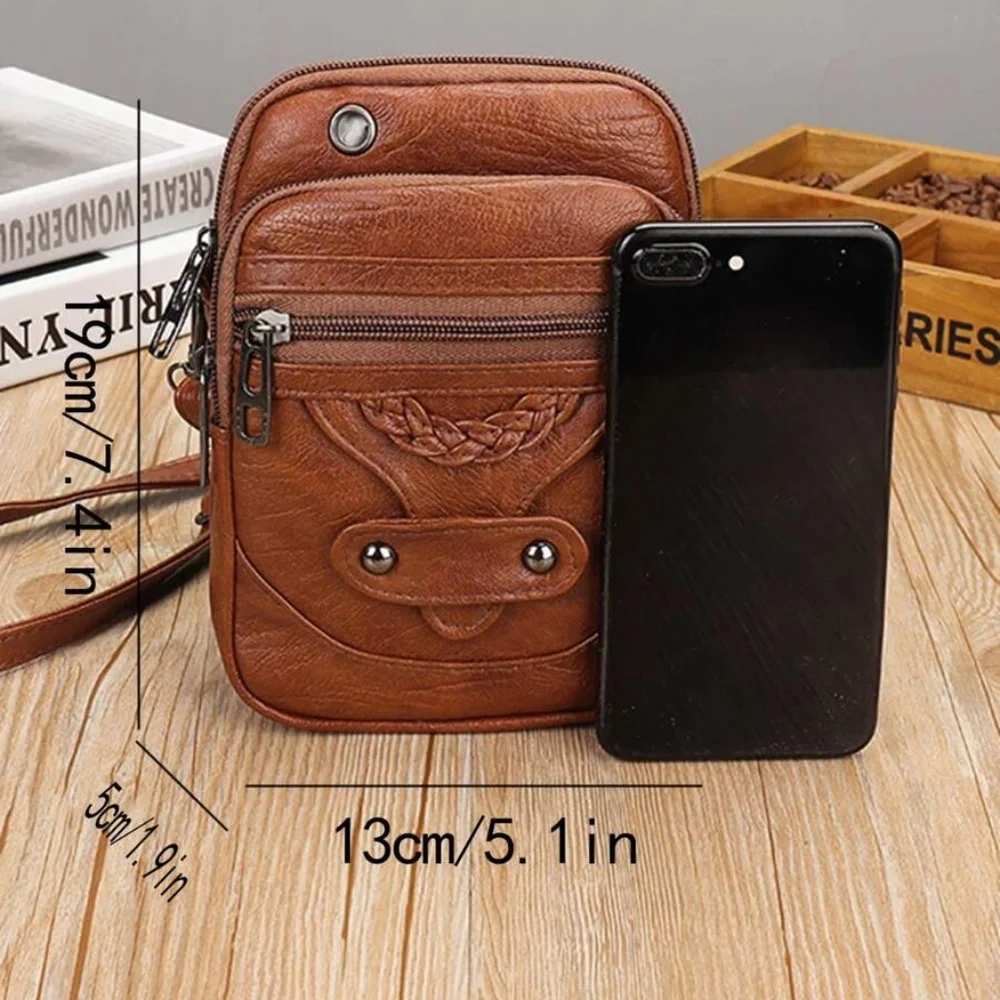 Boho Vegan Leather Braided Zipper Crossbody Bag - Picture 5 of 9